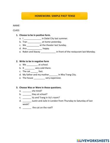 Simple past tense (was-were)