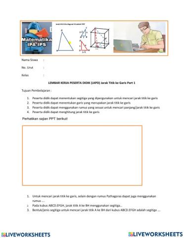 Jarak Titik ke Garis