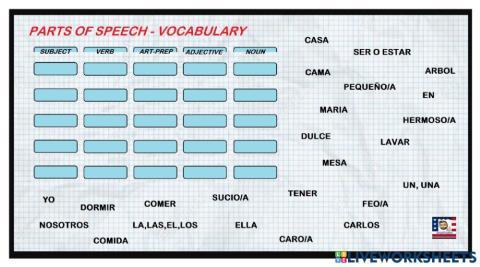 Parts of speech activity