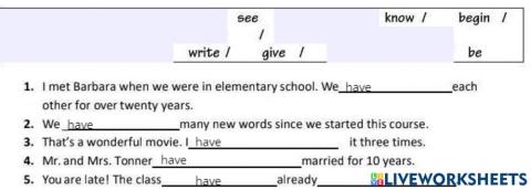 Present Perfect 4° Secundaria