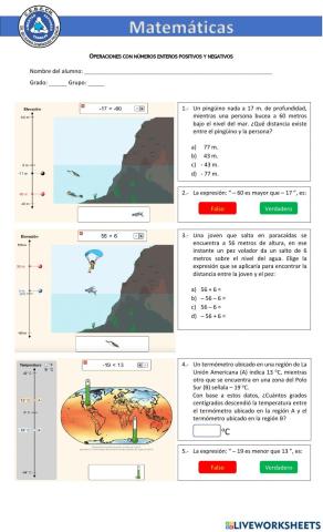 E1 Matemáticas Números con signo