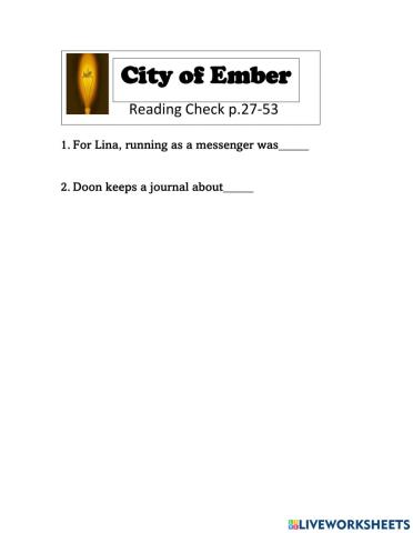 City of Embers p.27-53 Reading Check