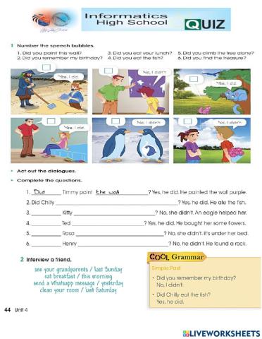 Questions form Past tense