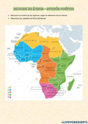 División Política y Regiones de África, Asia y Oceanía