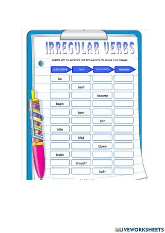 Irregular verbs - past participle