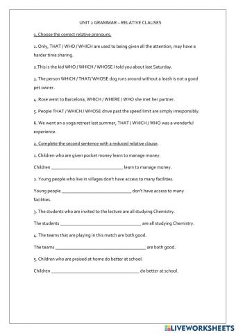 Pet 1 Relative Clauses