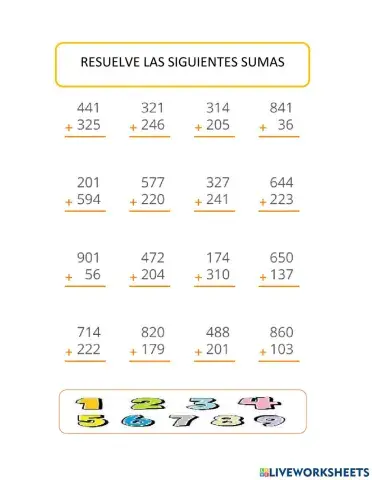 Sumas y restas de 3 cifras