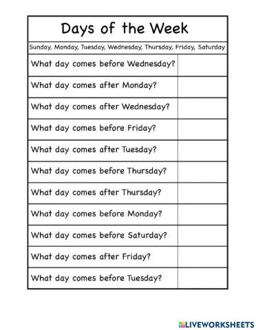 Days of the week