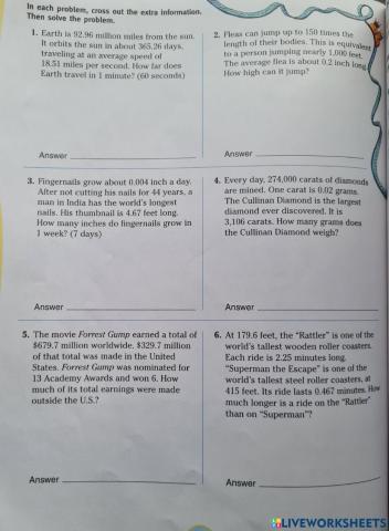 Problem Solving Identify Extra Information