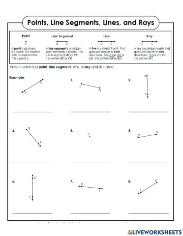 Line, line segment, ray, and point