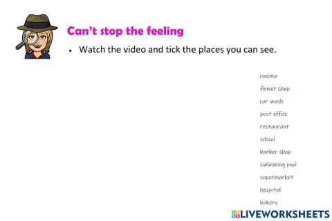 Can't stop the feeling PLACES