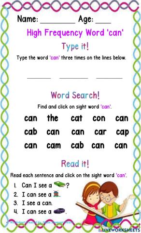 High Frequency Word 'can'
