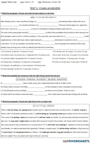 Test 3: young achievers