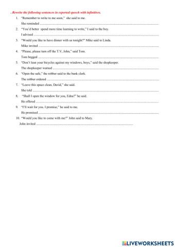 reported speech with to v