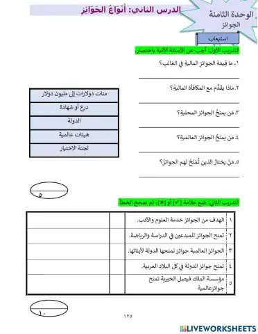 أنواع الجوائز
