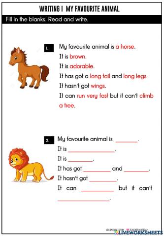 Year 4  -  writing my favourite animal