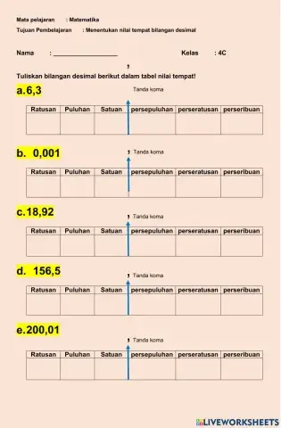 Nilai tempat desimal