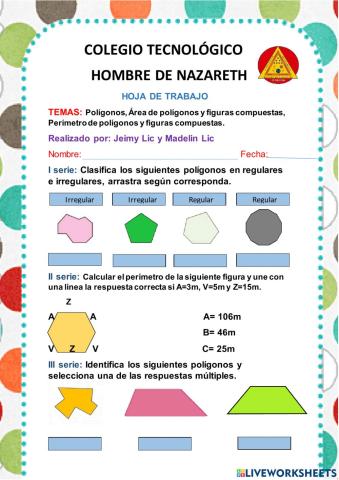 Polígonos, Perímetro de polígonos y figuras compuestas, Área de polígonos y figuras compuestas