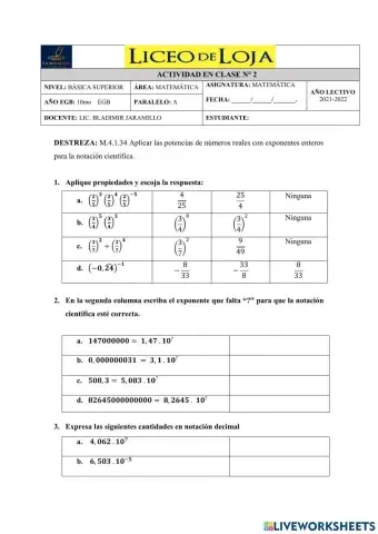 Potenciación-Notación Científica 