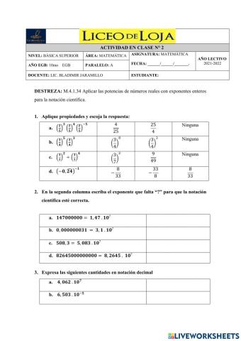 Potenciación-Notación Científica 