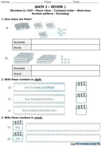 Math Mid Term Review Grade 3