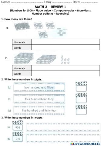 Math Mid Term Review Grade 3