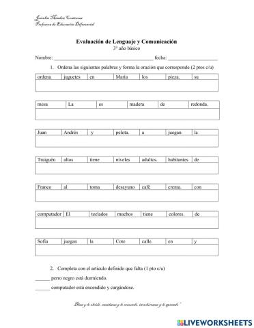 La oración y sus partes