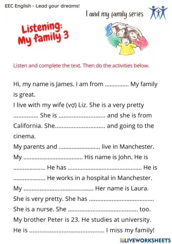 I and my family series worksheet 5