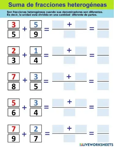 Suma de fracciones heterogéneas