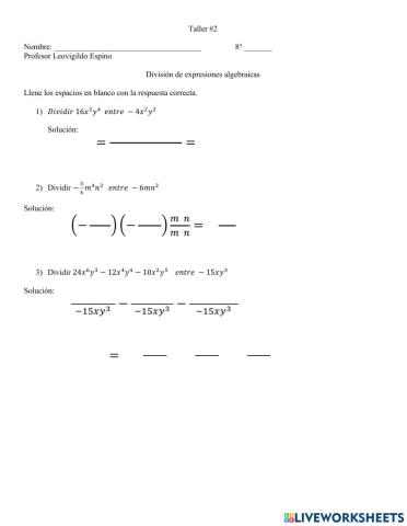 División de expresiones algebraicas