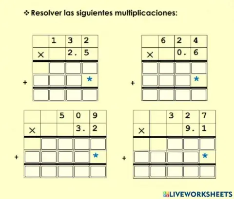 Multiplicación con decimales