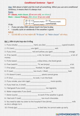 Conditional Sentence Type 0 - Practice 2
