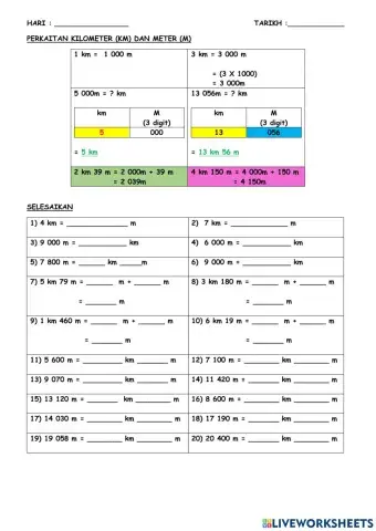 Perkaitan kilometer dan meter