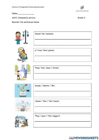 Reorder the sentences