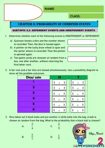Dependent events and independent events