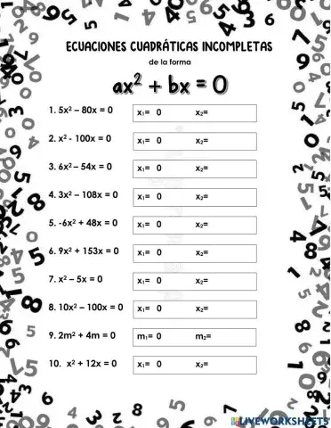 Ecuaciones cuadráticas incompletas