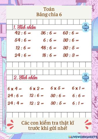 Toán - bảng chia 6