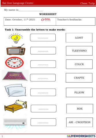 Worksheet tulip
