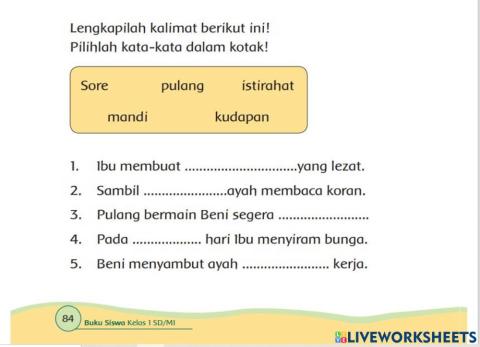 Kelas 1 tema 3 sub tema 3 pb 3 hal 84