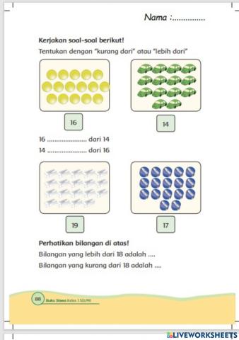 Kelas 1Tema 3 Sub Tema 3 Pb 3 hal 88