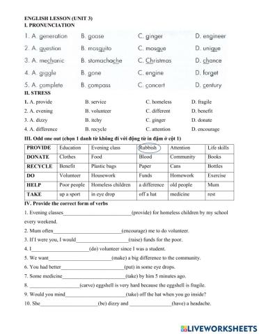 Grade 7- Unit 3: Community service