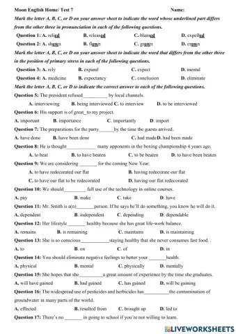 Grade 9 Super Test 7