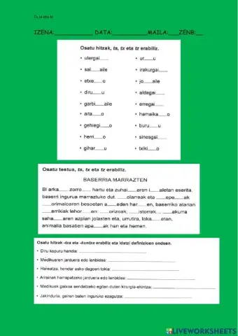 Ortografia:Ts,Tx eta tz