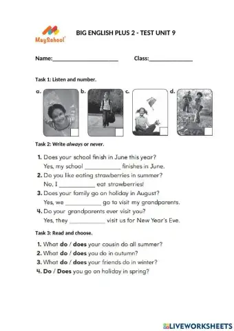 Big English Plus 2 - Test Unit 9