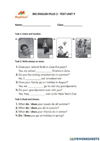 Big English Plus 2 - Test Unit 9