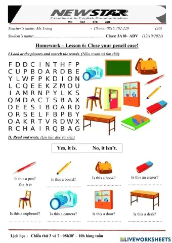 3A10 - Lesson 6 - Close your book ! - 12-10-2021