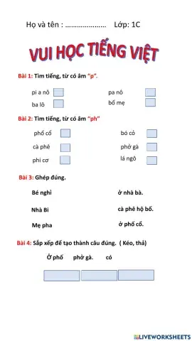 Tiếng Việt bài 23 p - ph