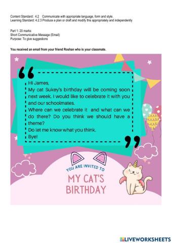 Short Communicative Message - Email (To Give Suggestions)