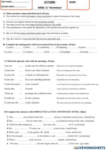 October- Week 2- Worksheet-TED