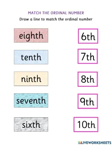 Ordinal number 6th till 10th